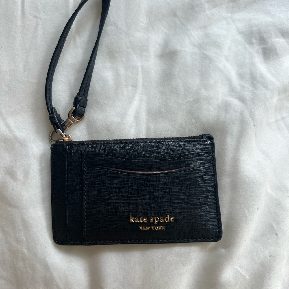 Kate Spade Black Card Holder with Gold Accents